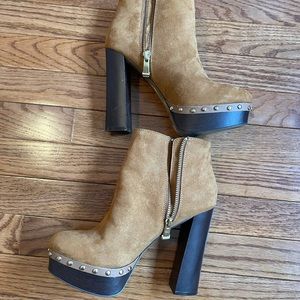 Report Brown Suede High Heeled Booties